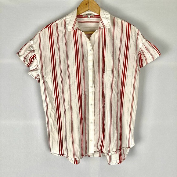 Madewell Central Ruffle-Sleeve Shirt in Carey Stripe - Picture 3 of 9